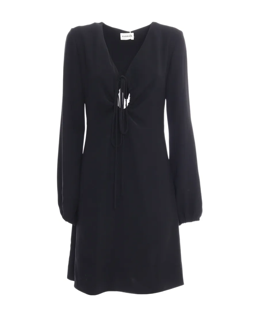 P.A.R.O.S.H. Abito Long-Sleeved V-Neck Keyhole Dress