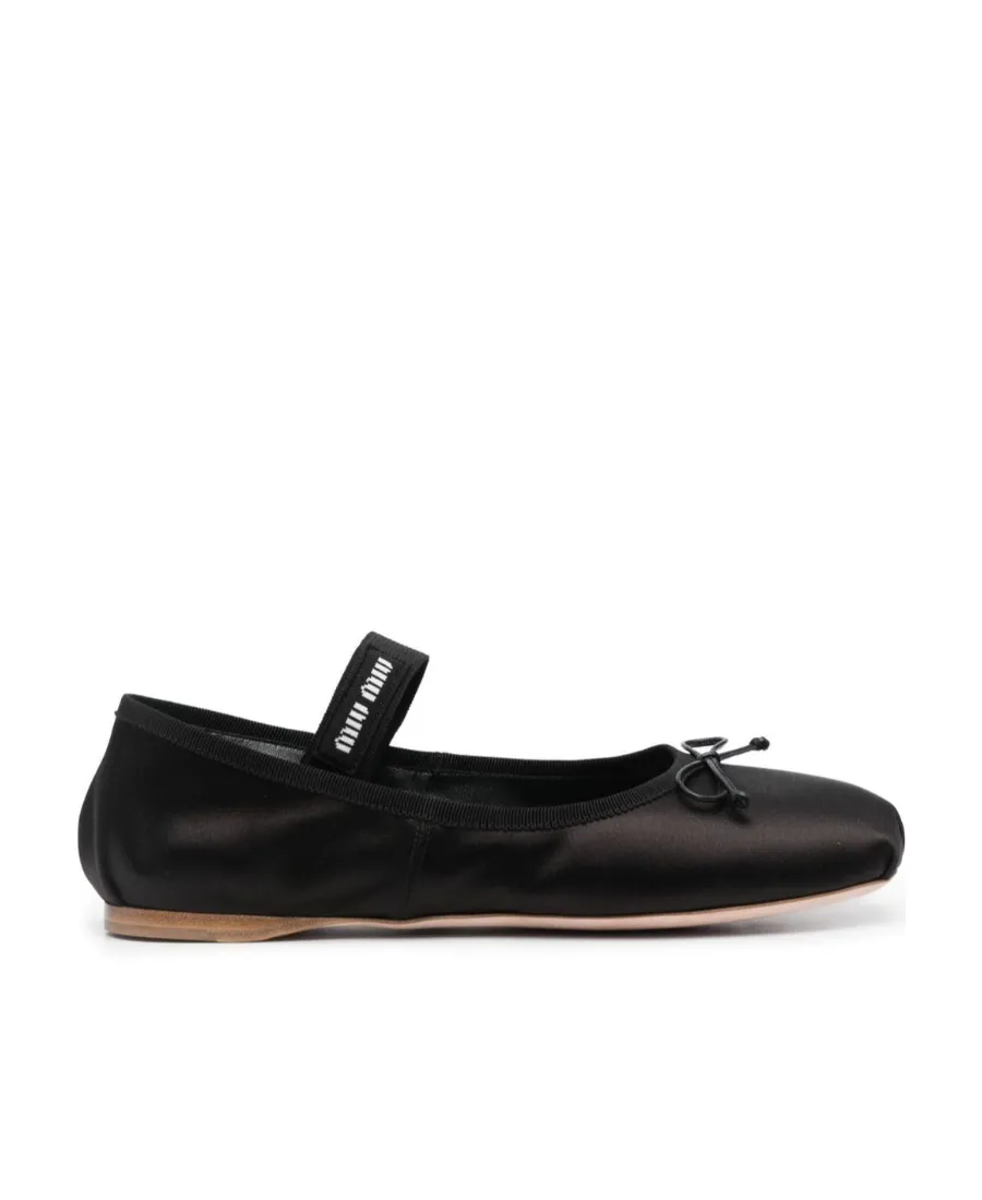 Bow-Detail Satin Ballerina Shoes