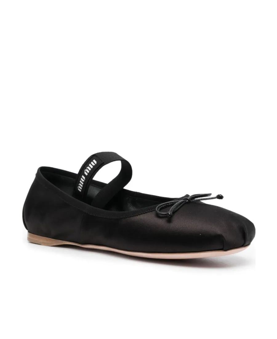 Bow-Detail Satin Ballerina Shoes