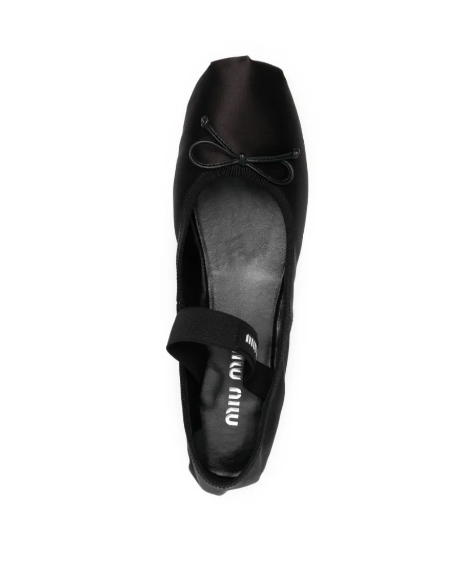 Bow-Detail Satin Ballerina Shoes