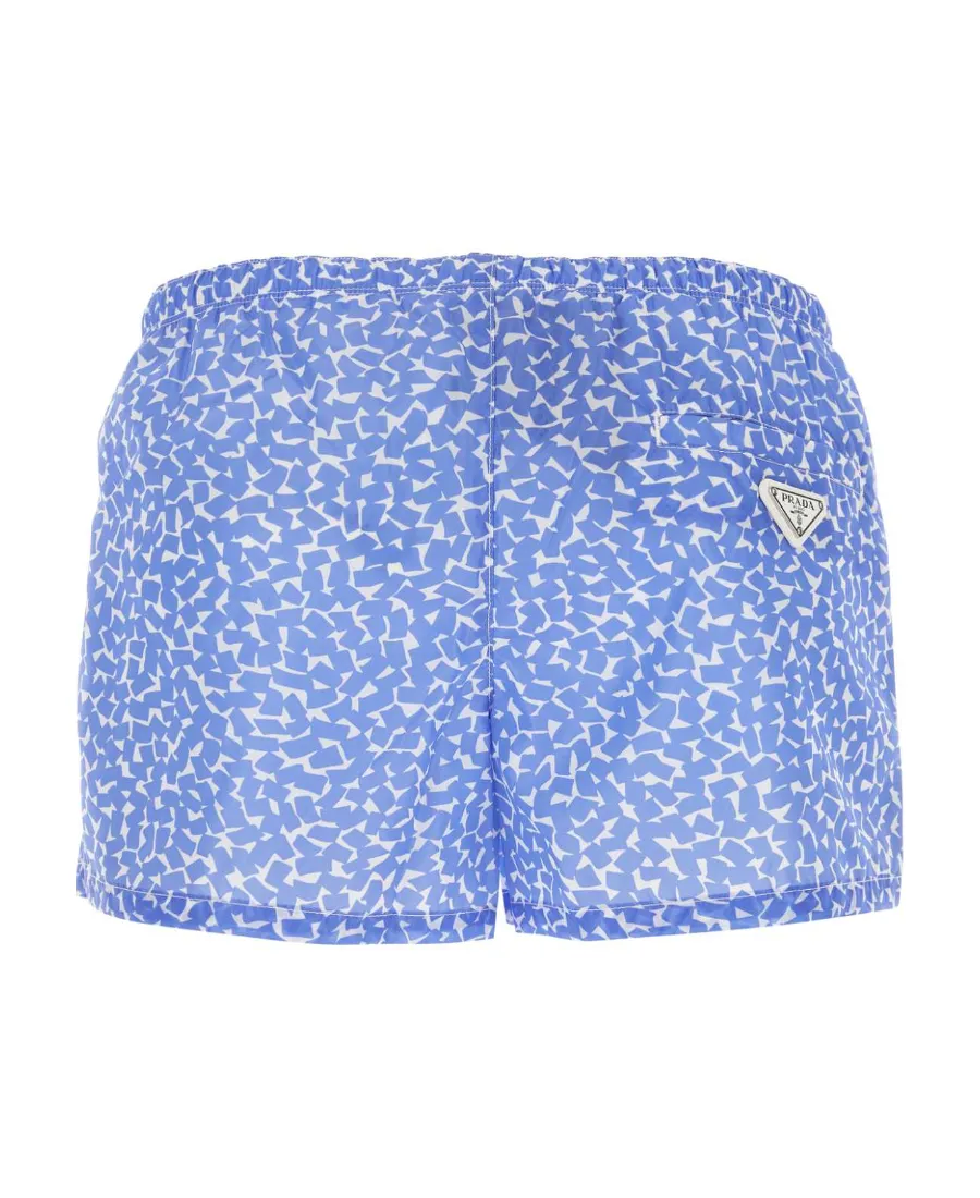 Elastic Waist Printed Swimming Trunks