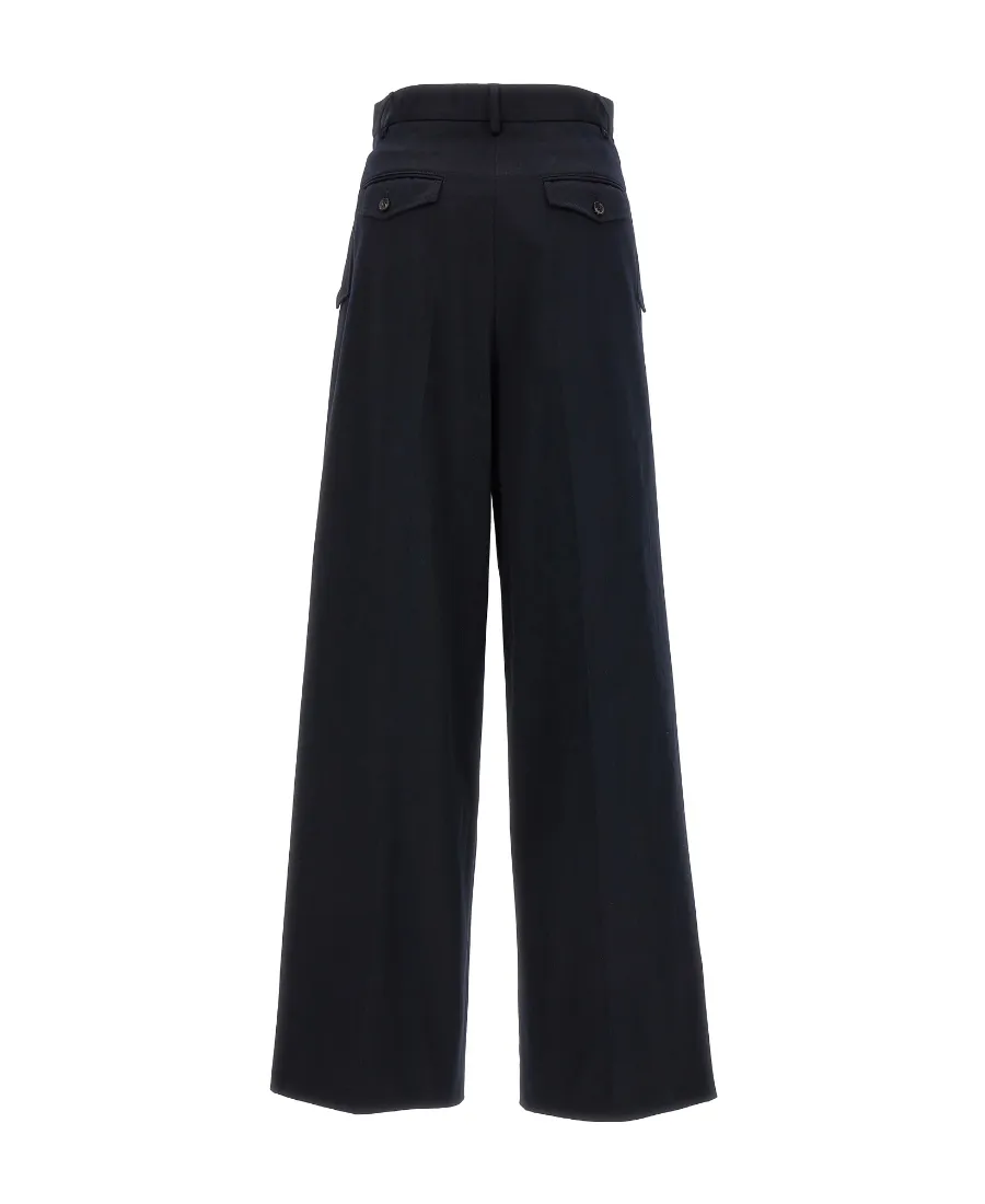 Lanvin High Waist Wide-Leg Gabardine Trousers