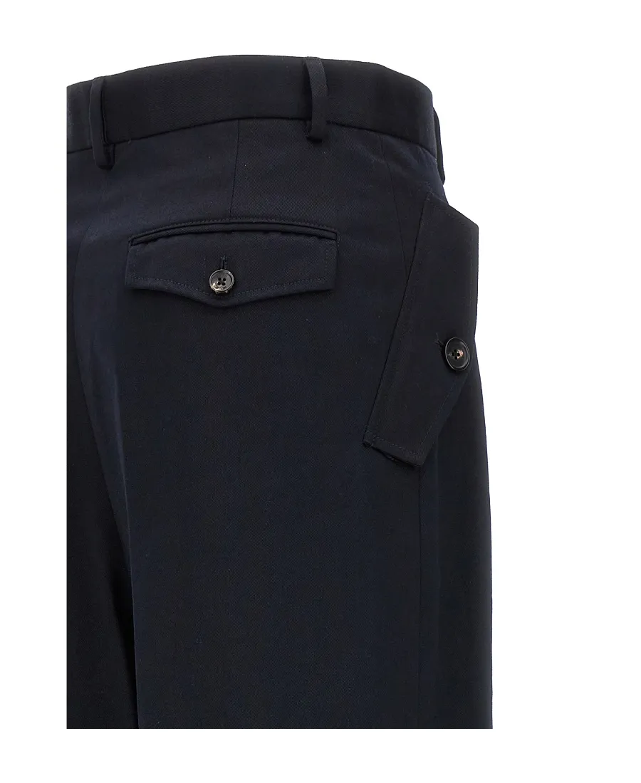 Lanvin High Waist Wide-Leg Gabardine Trousers