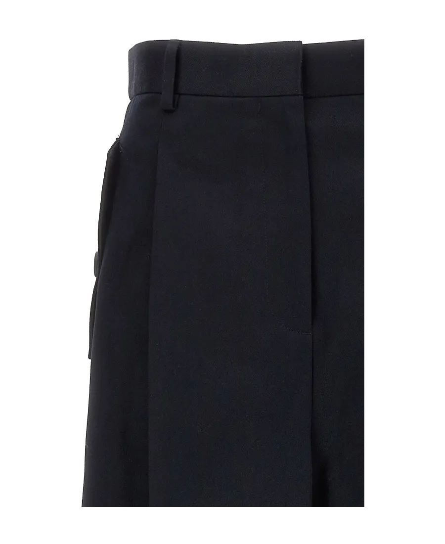 Lanvin High Waist Wide-Leg Gabardine Trousers