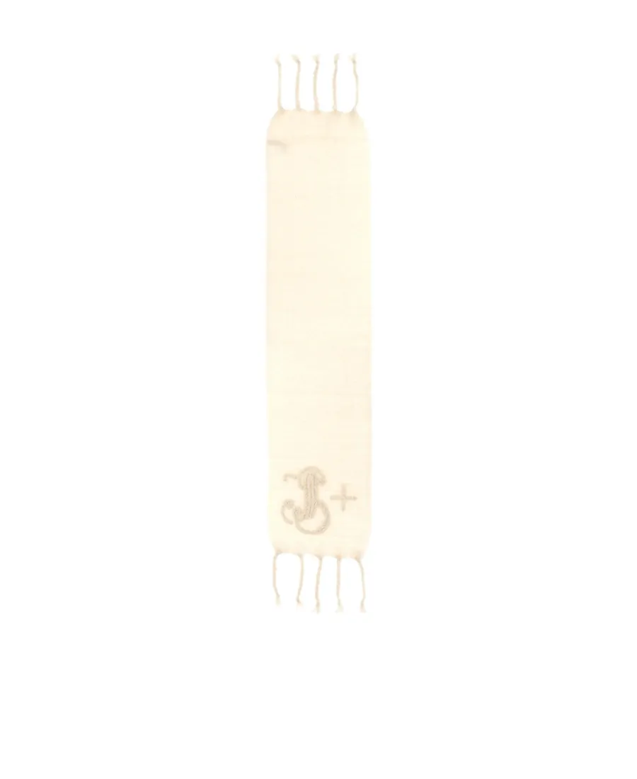 Logo-Embroidered Fringed Scarf
