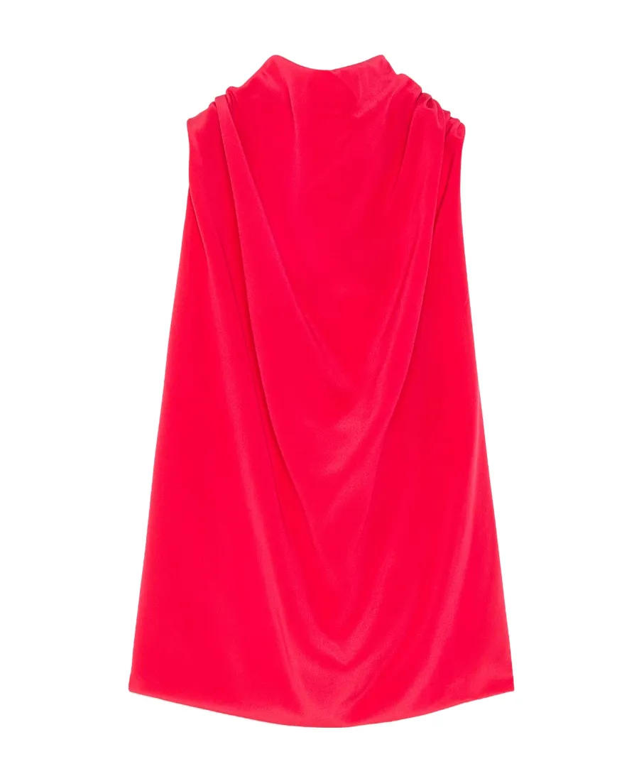 Draped Sleeveless Silk Top