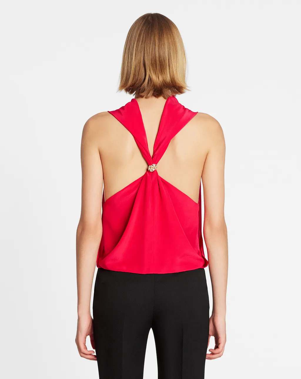Draped Sleeveless Silk Top
