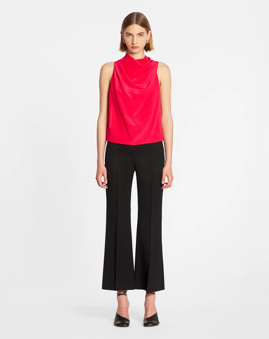 Draped Sleeveless Silk Top