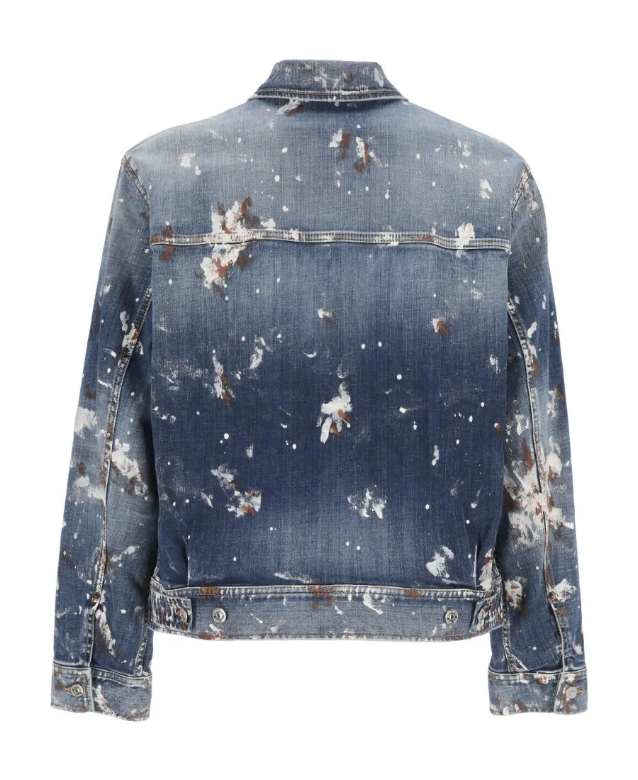 Red Spots Washed Denim Jacket