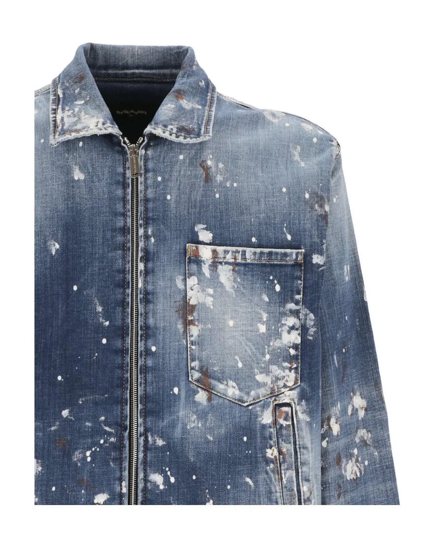 Red Spots Washed Denim Jacket