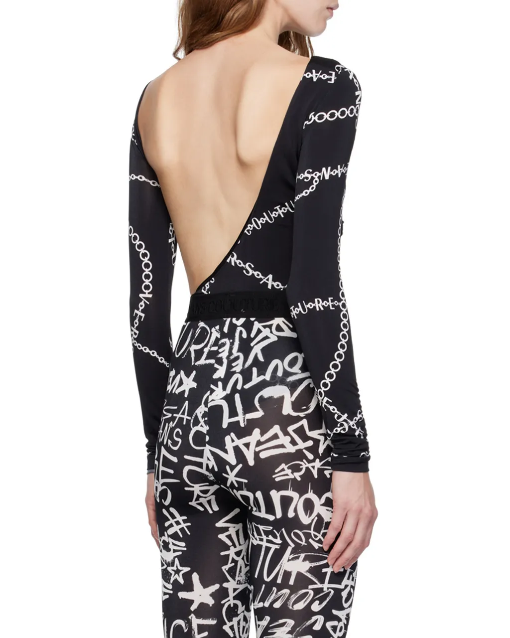 Versace Jeans Couture Necklace Print Long-Sleeved Bodysuit
