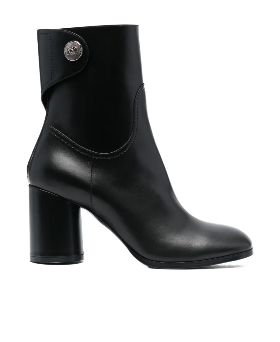 90Mm Block-Heel Leather Boots