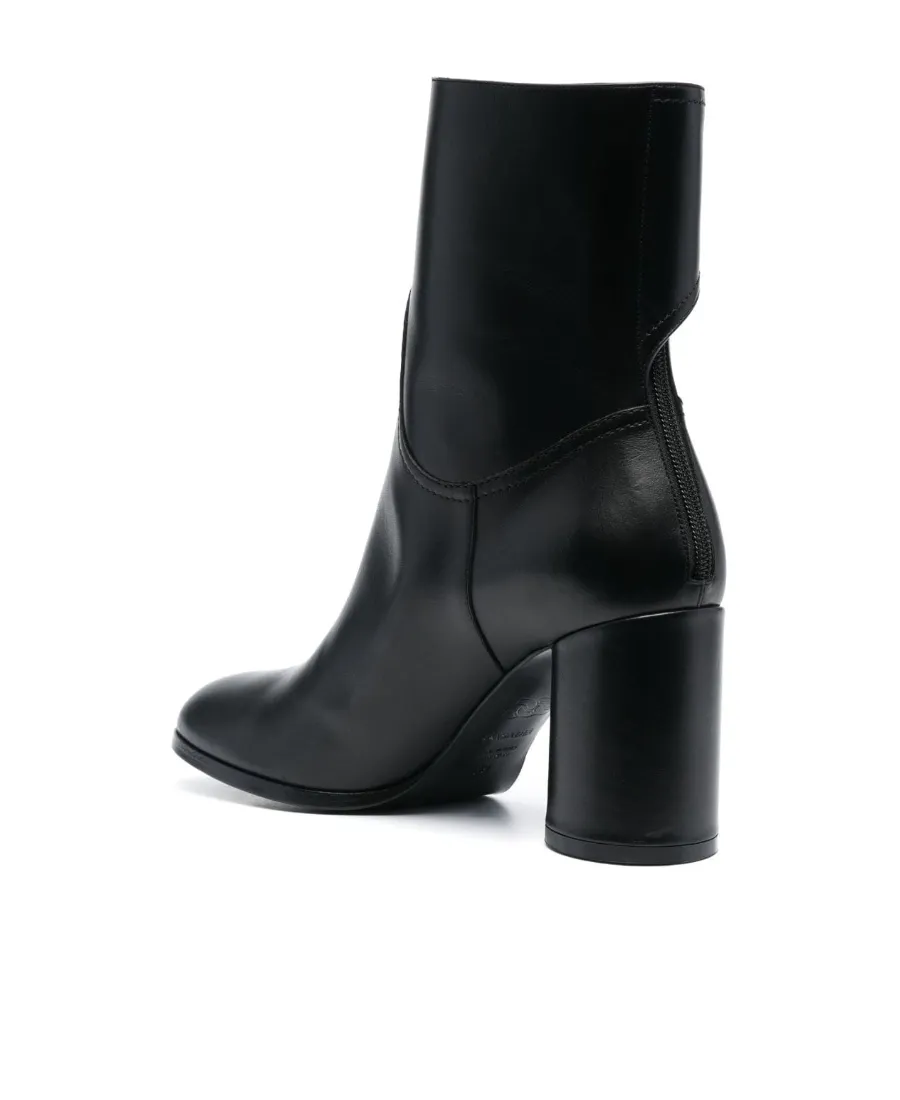 90Mm Block-Heel Leather Boots