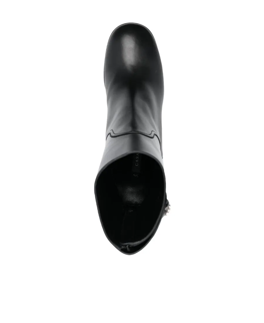 90Mm Block-Heel Leather Boots