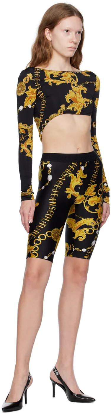 Chain Couture-Print Cut-Out Bodysuit