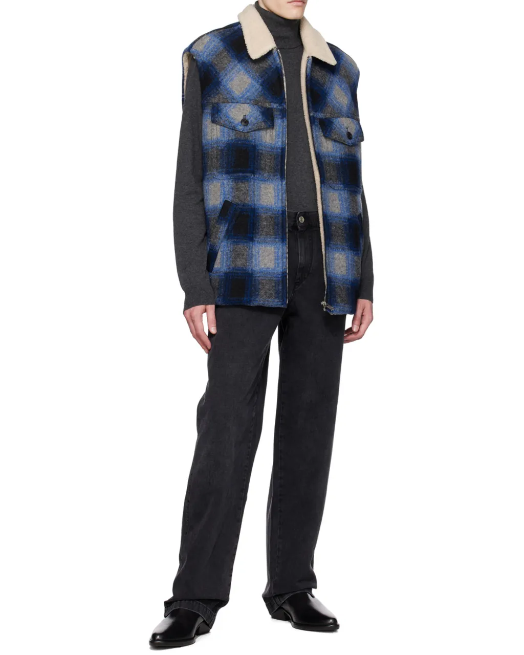 Isabel Marant Plaid-Check Zipped Shearling Gilet