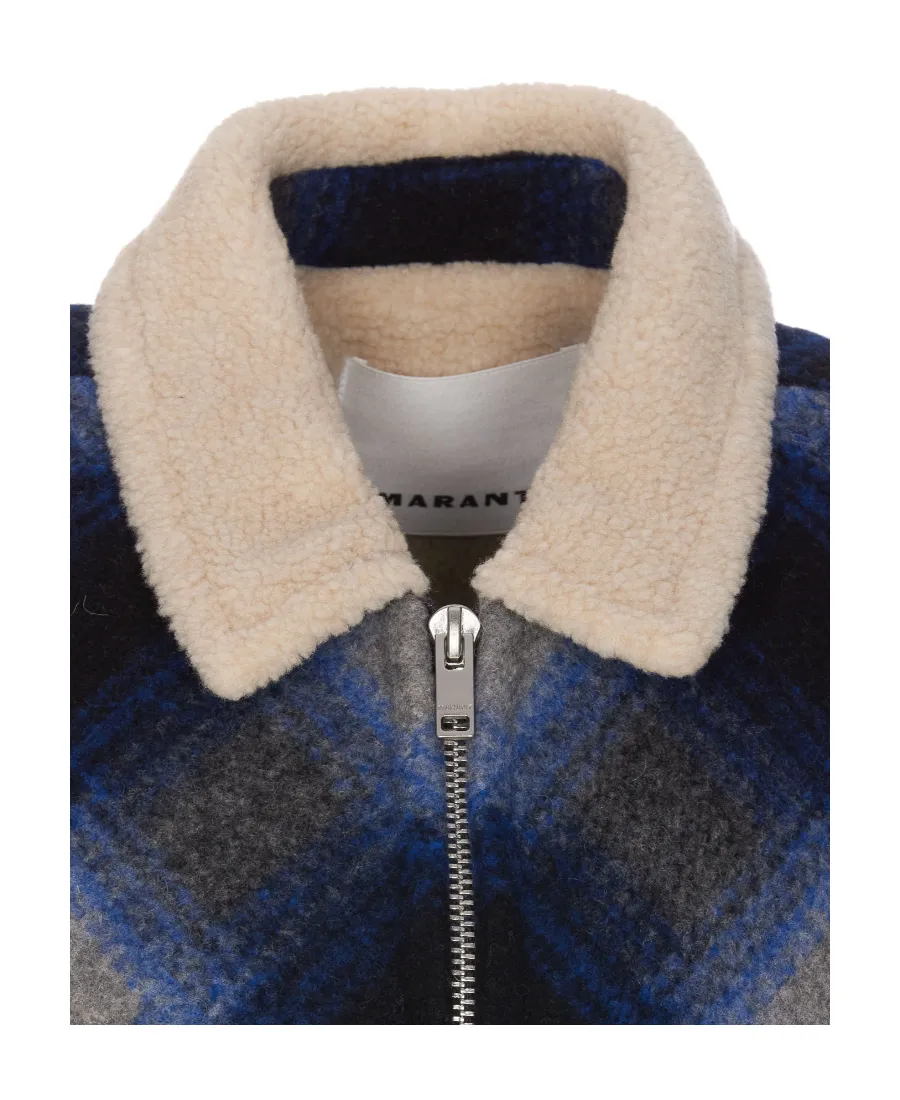 Isabel Marant Plaid-Check Zipped Shearling Gilet