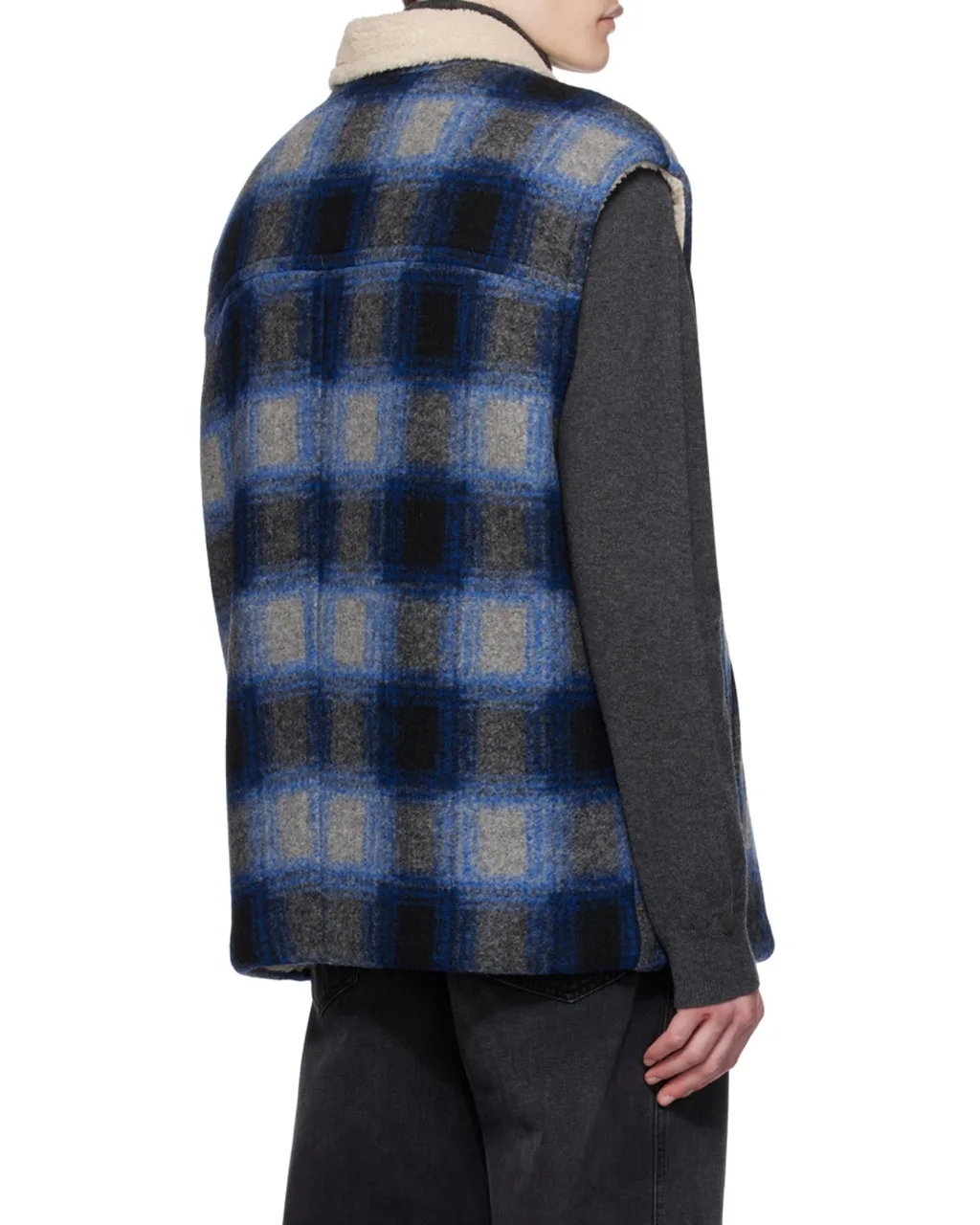 Isabel Marant Plaid-Check Zipped Shearling Gilet