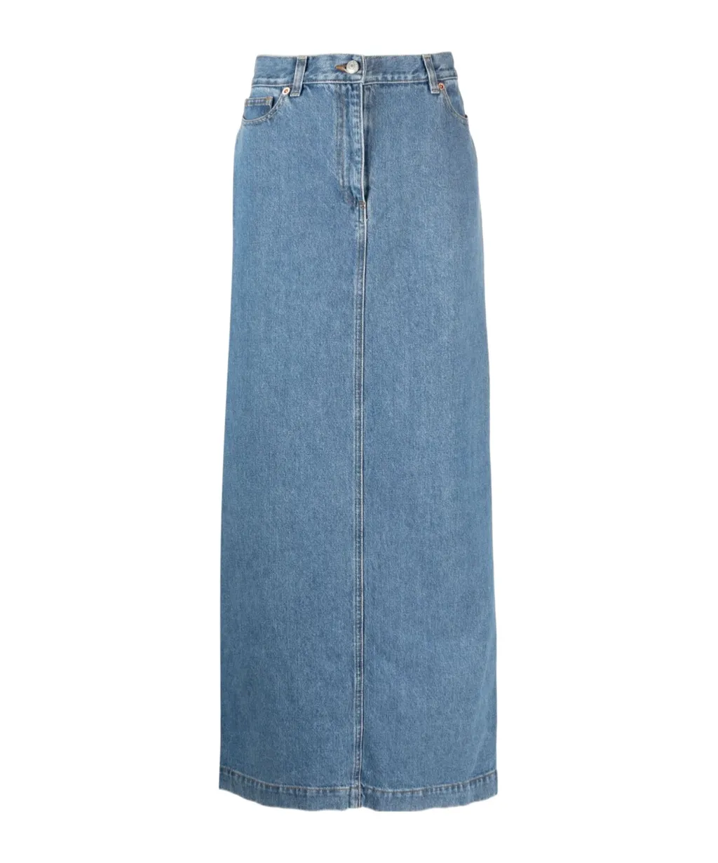 Magda Butrym Split Back Denim Maxi Skirt