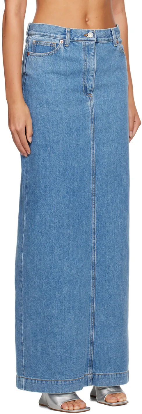 Magda Butrym Split Back Denim Maxi Skirt