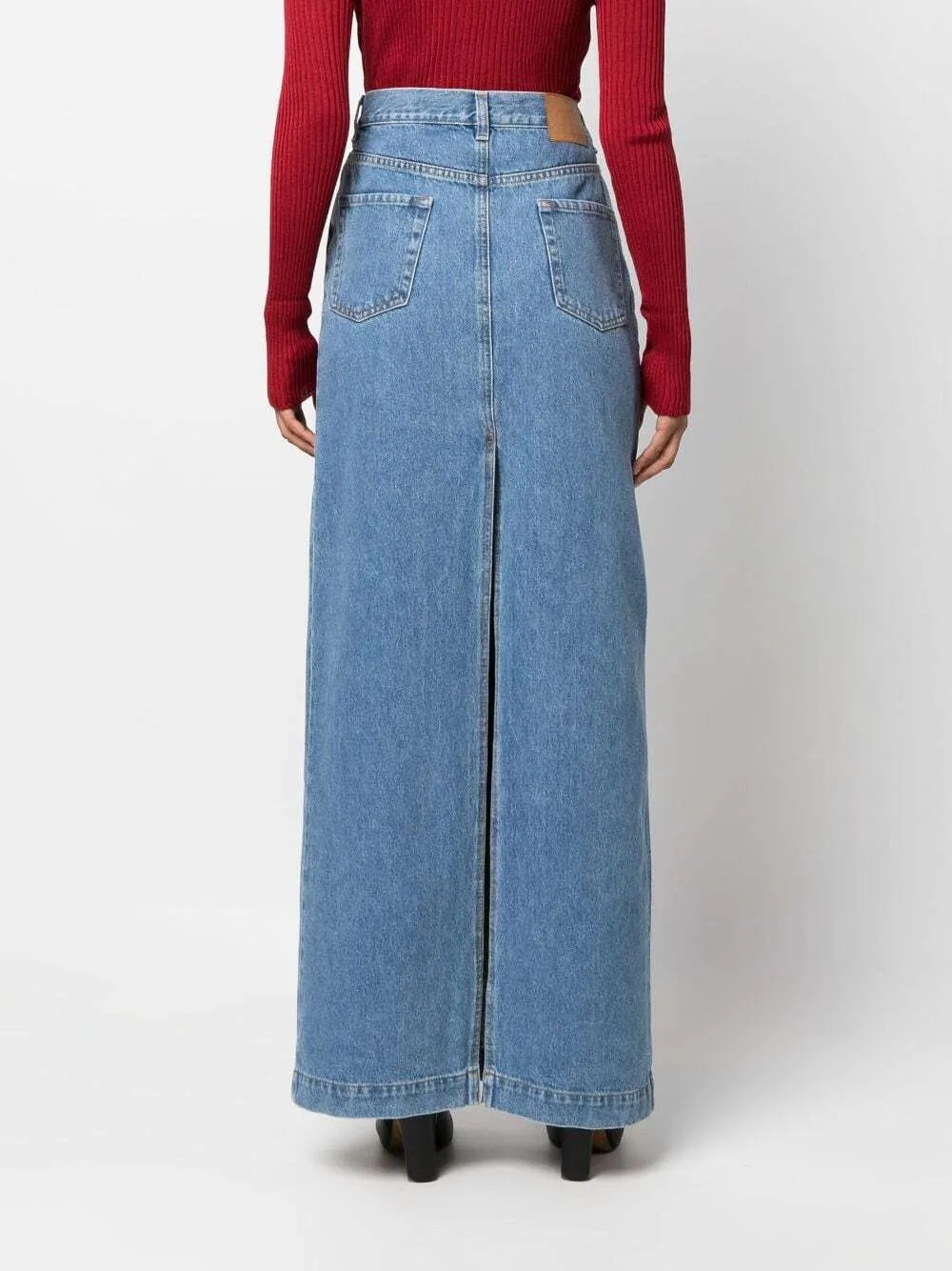 Magda Butrym Split Back Denim Maxi Skirt