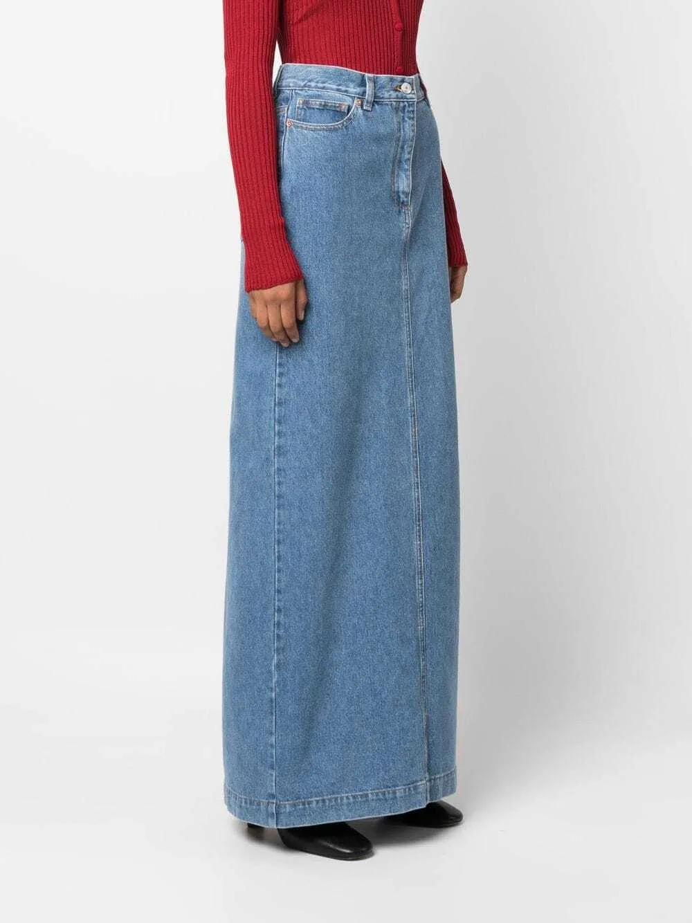 Magda Butrym Split Back Denim Maxi Skirt