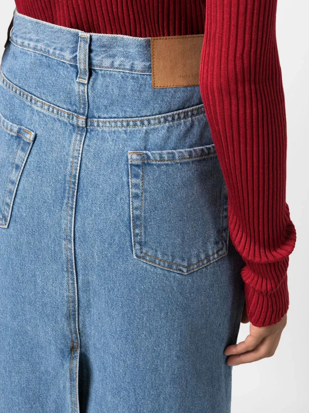 Magda Butrym Split Back Denim Maxi Skirt