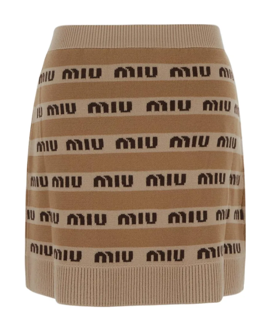 Logo-Intarsia Wool Miniskirt
