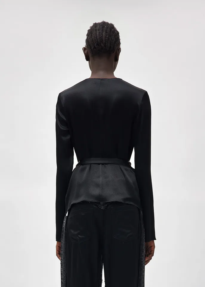 Blumarine Belted Long-Sleeve Top