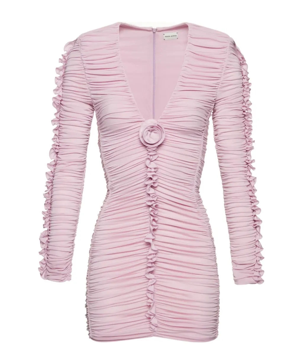 Magda Butrym Floral-Applique Ruched Mini Dress