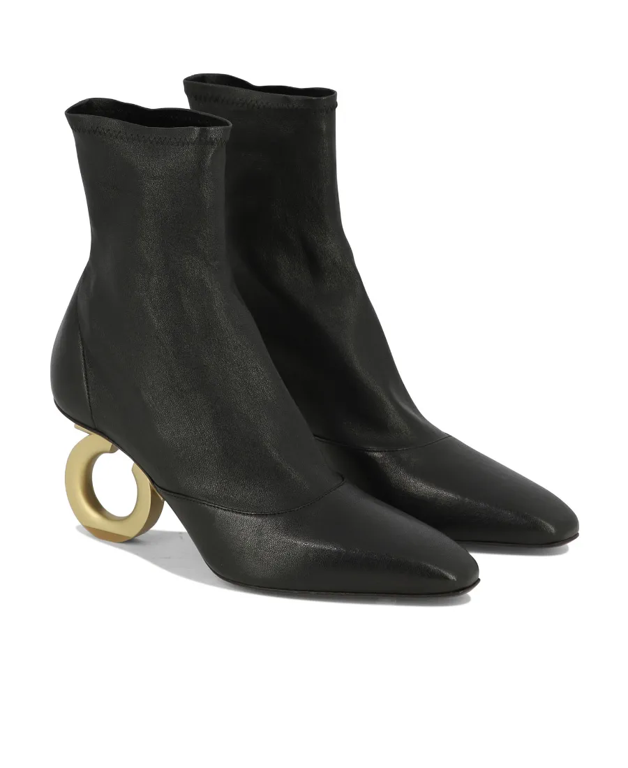 Square Head High-Heeled Boots