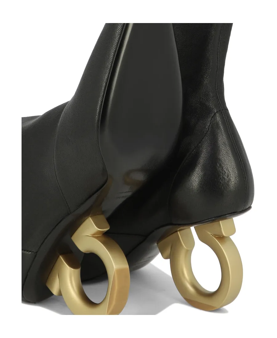 Square Head High-Heeled Boots
