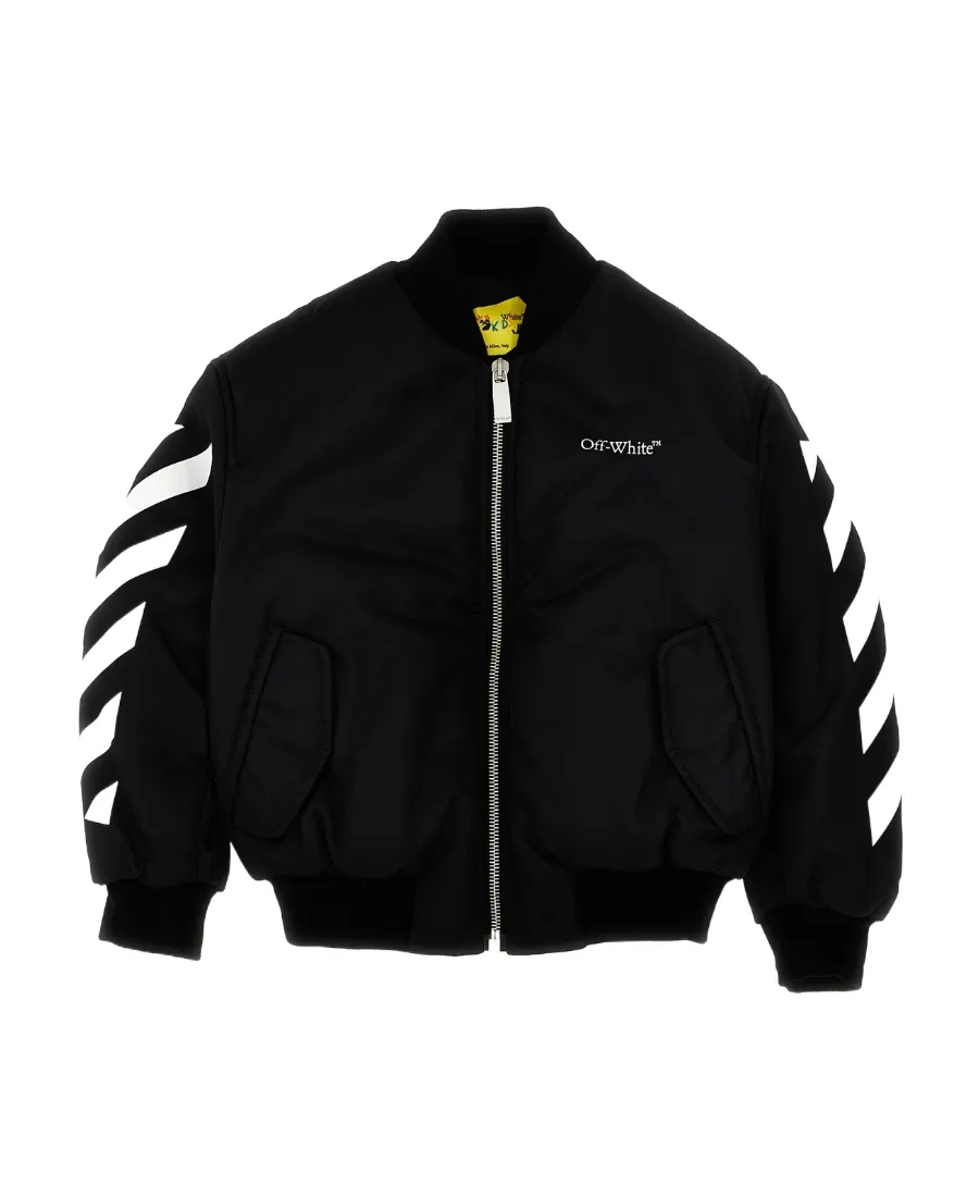 Off-White Kids Diag-Striped Zipped Bomber Jacket