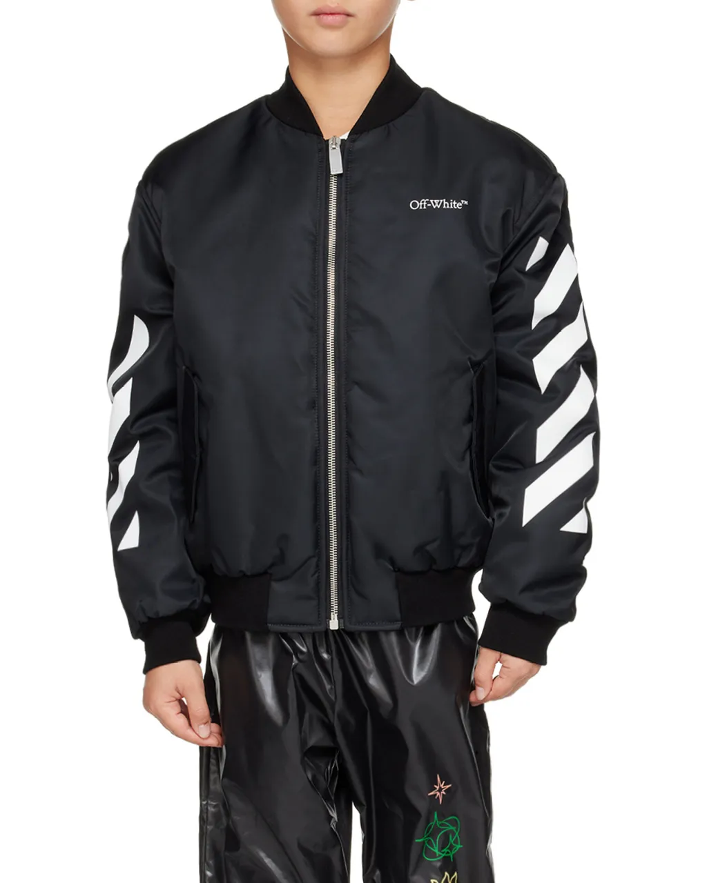 Off-White Kids Diag-Striped Zipped Bomber Jacket