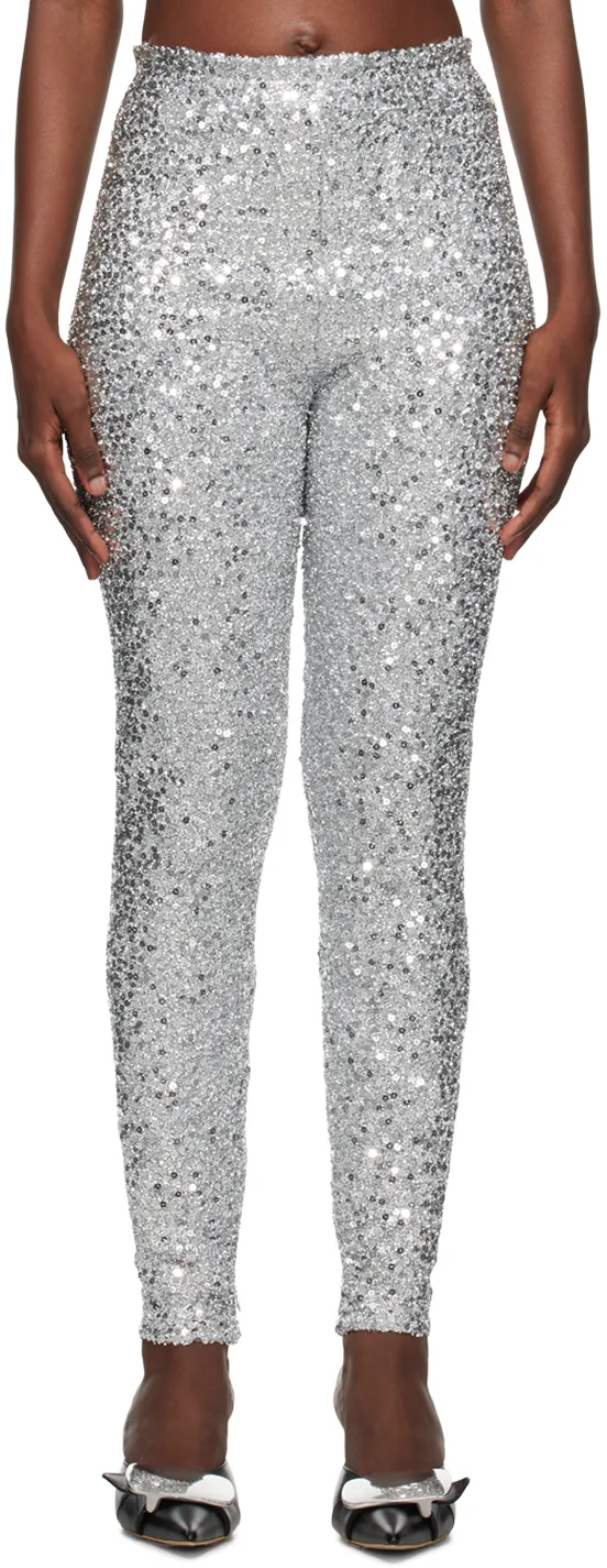 Sequined Elastic Waist Leggings