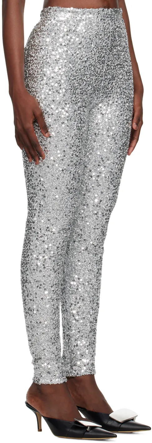 Sequined Elastic Waist Leggings