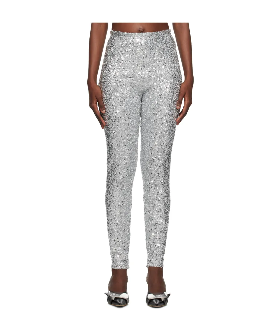 Sequined Elastic Waist Leggings