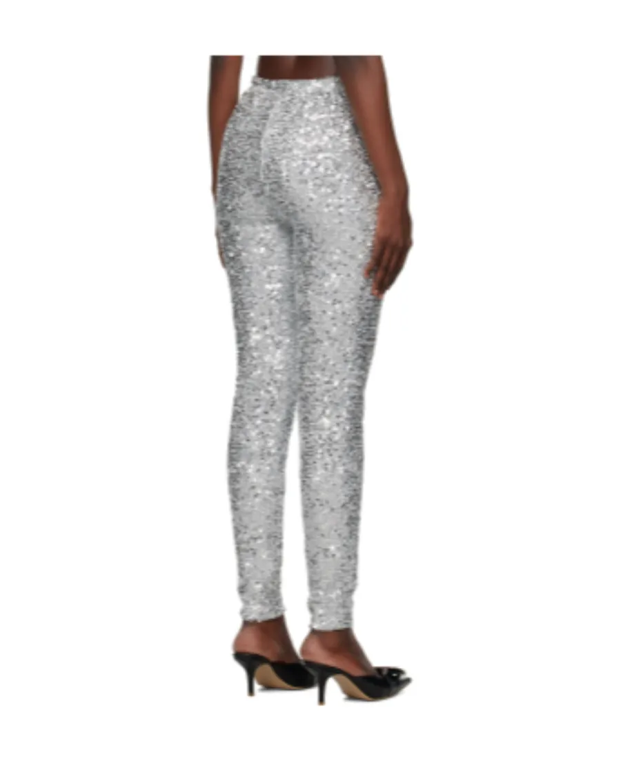 Sequined Elastic Waist Leggings