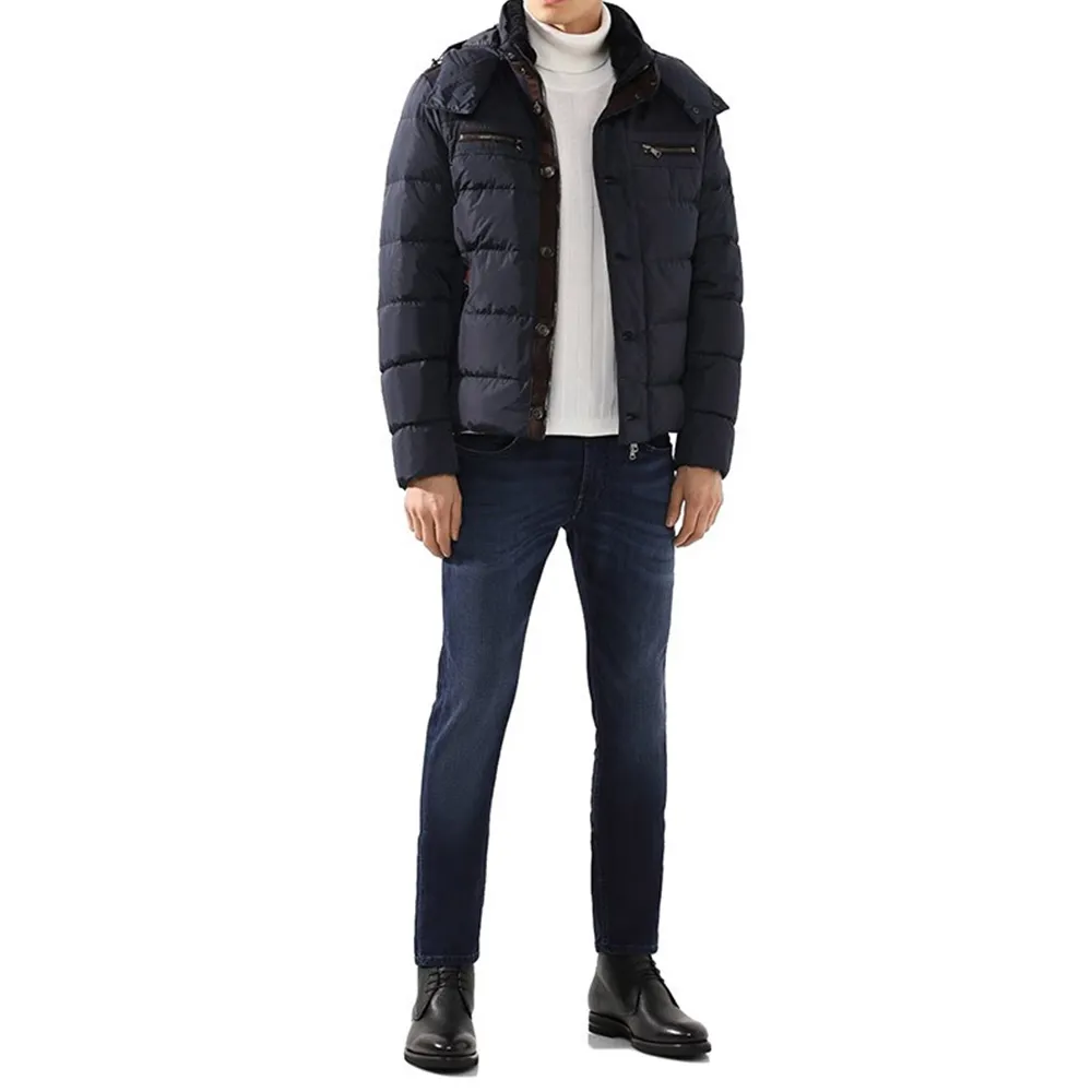Long-Sleeved Hooded Quilted Down Jacket