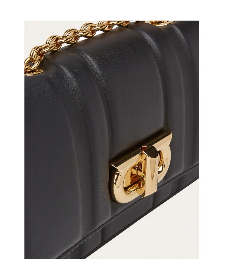 Salvatore Ferragamo Twist Lock Chain-Linked Shoulder Bag