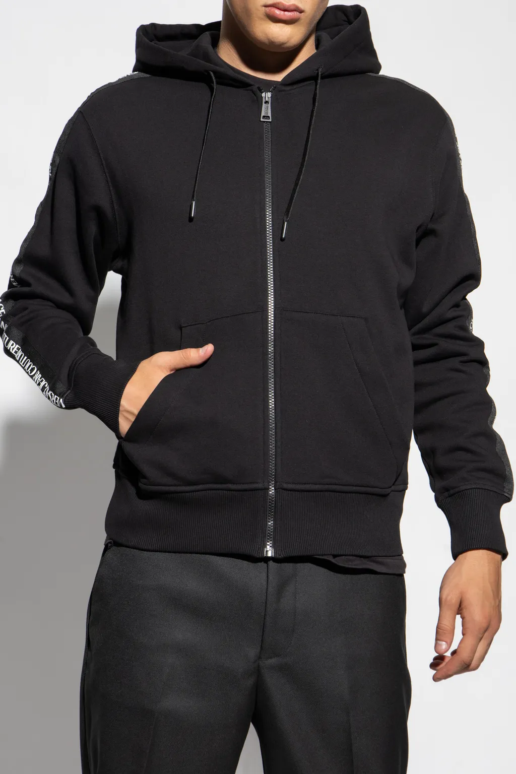 Versace Jeans Couture Logo Printed Full-Zip Hoodie