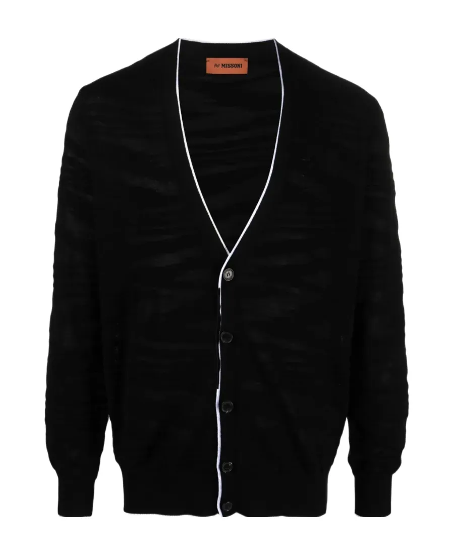 Devoré-Effect Wool Blend Cardigan