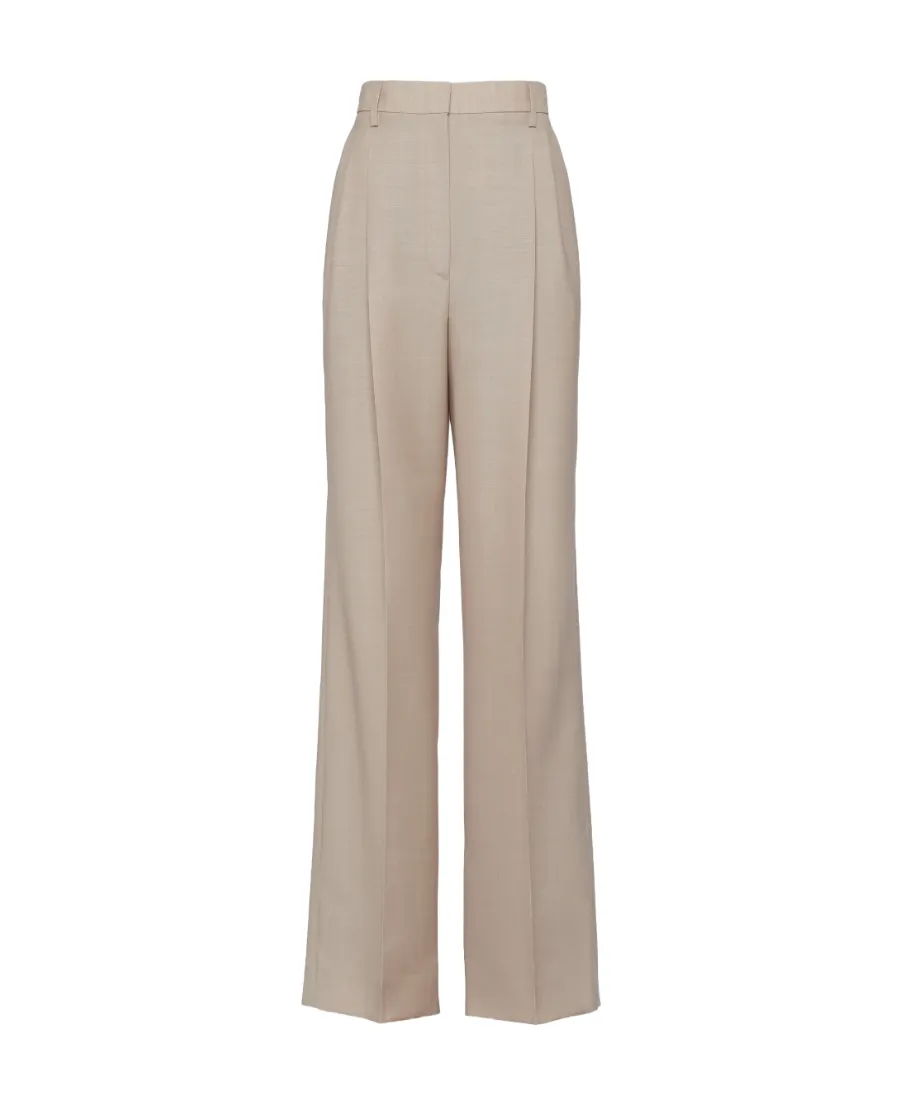 Prada High-Waist Belted Pleated Trousers