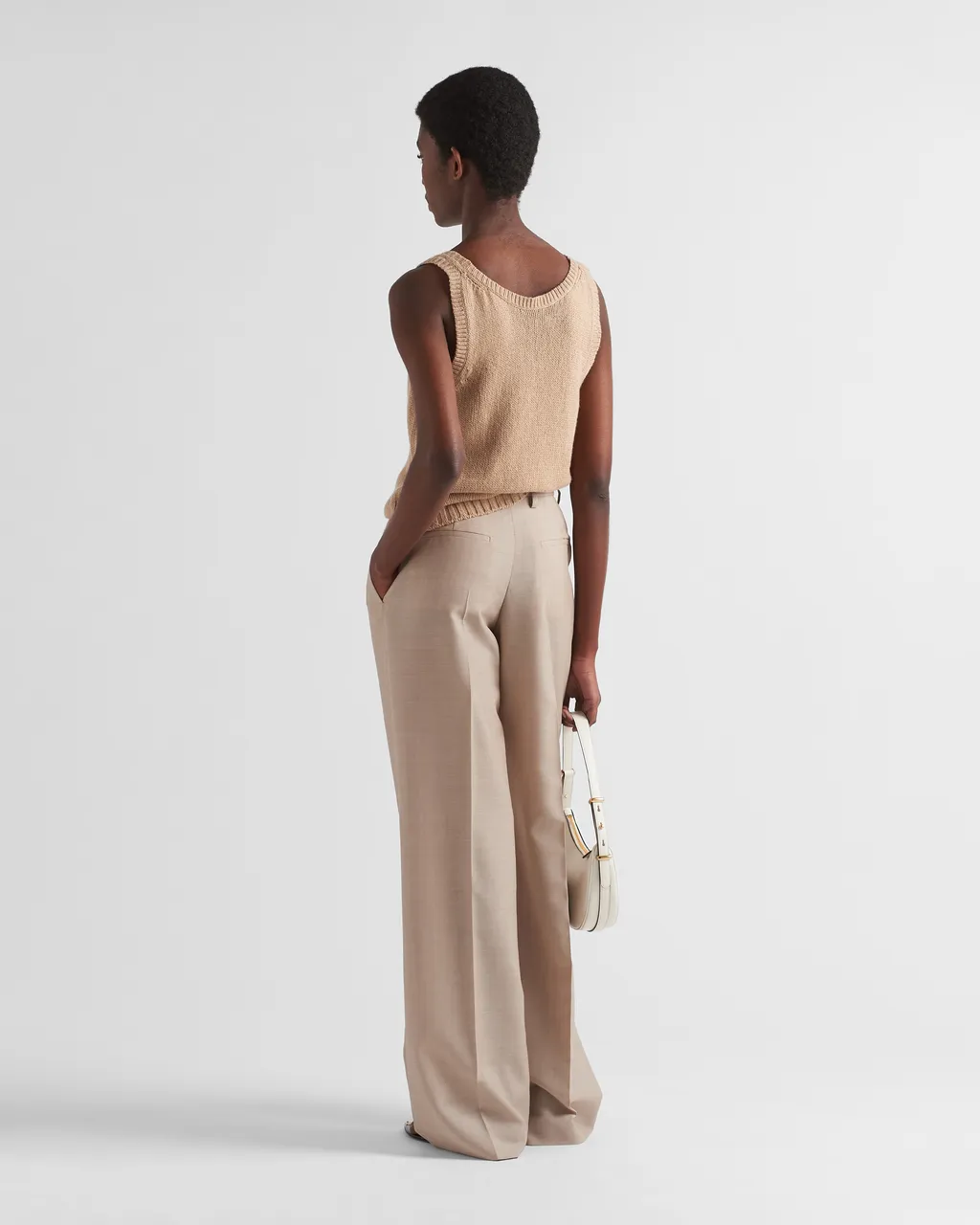 Prada High-Waist Belted Pleated Trousers