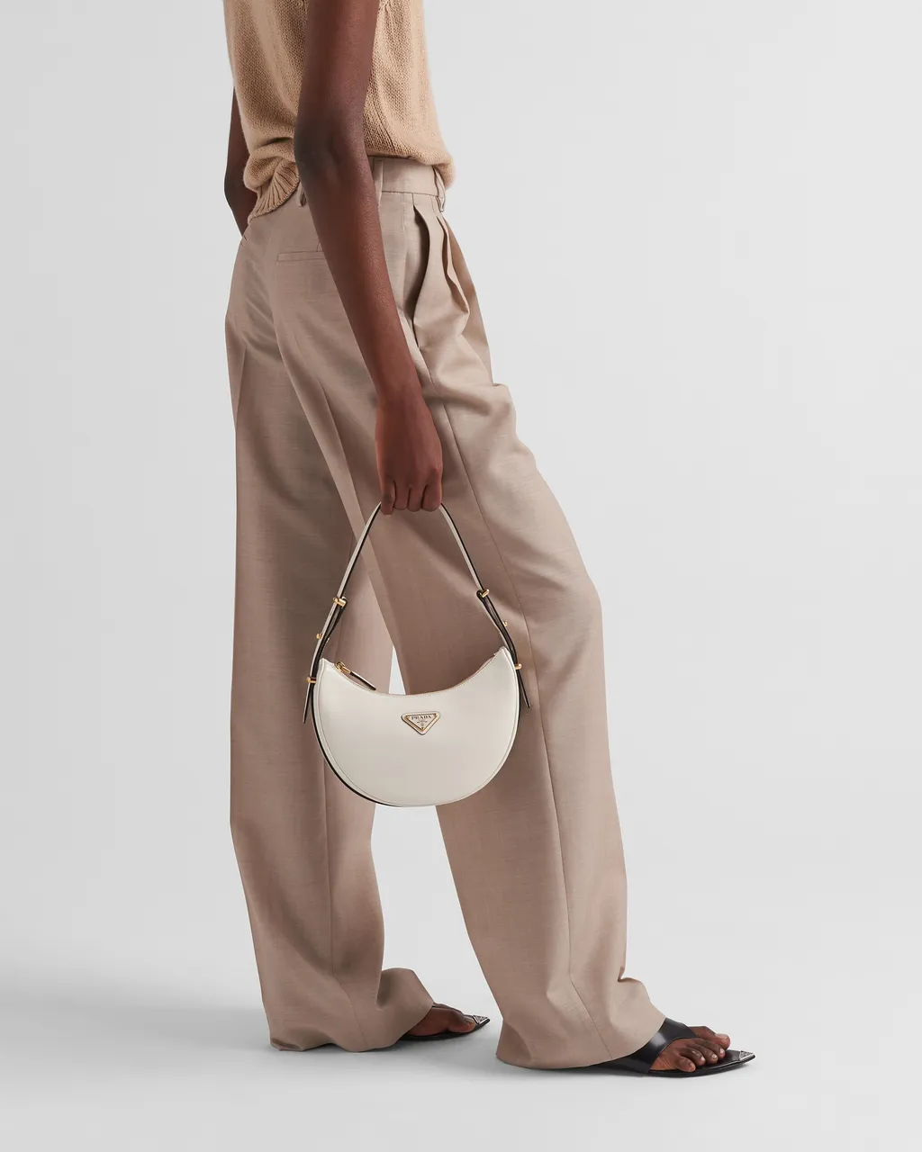 Prada High-Waist Belted Pleated Trousers
