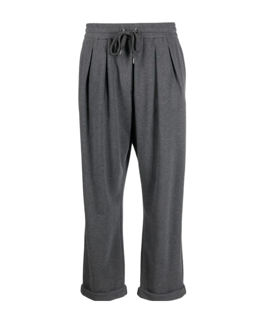 Pleated Cropped Track Pants