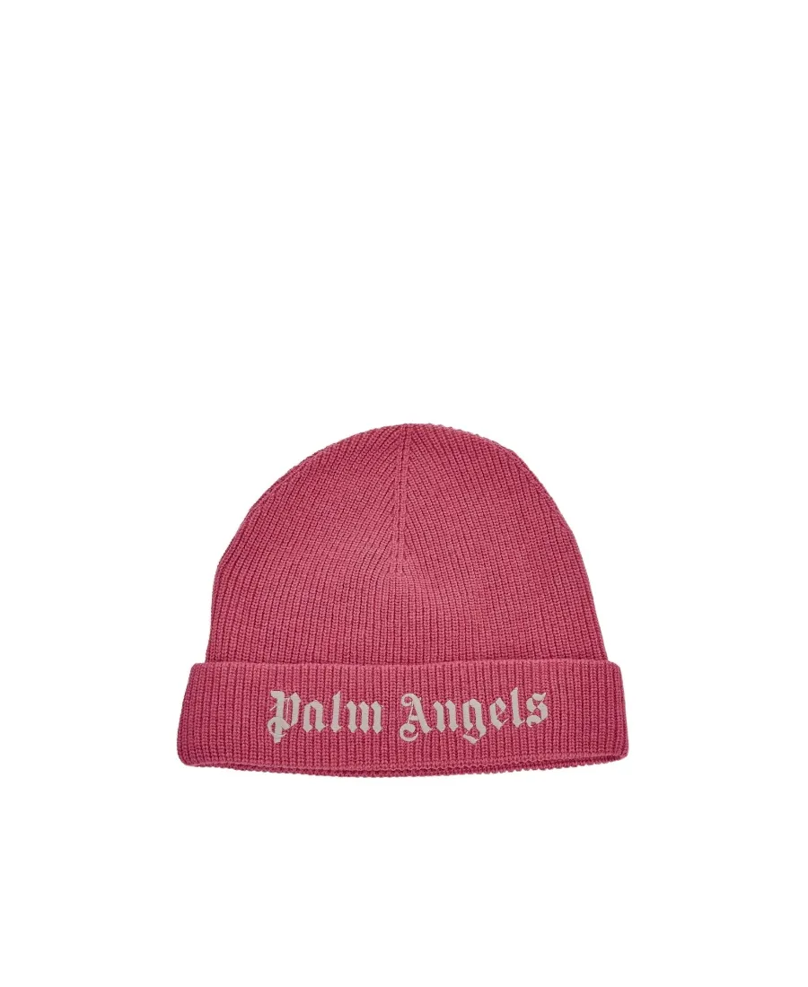 Palm Angels Kids Logo-Embroidered Turn-Up Hem Beanie