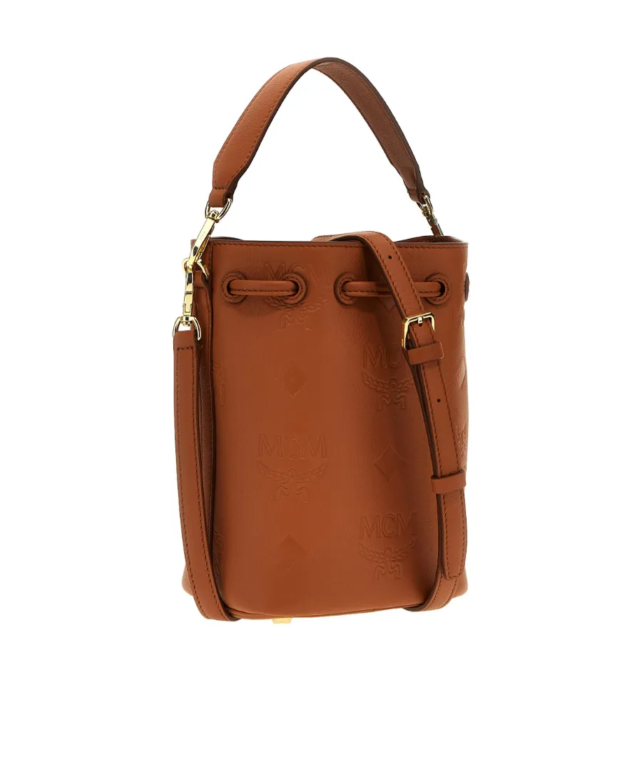 Mcm Dessau Monogram Drawstring Bucket Bag