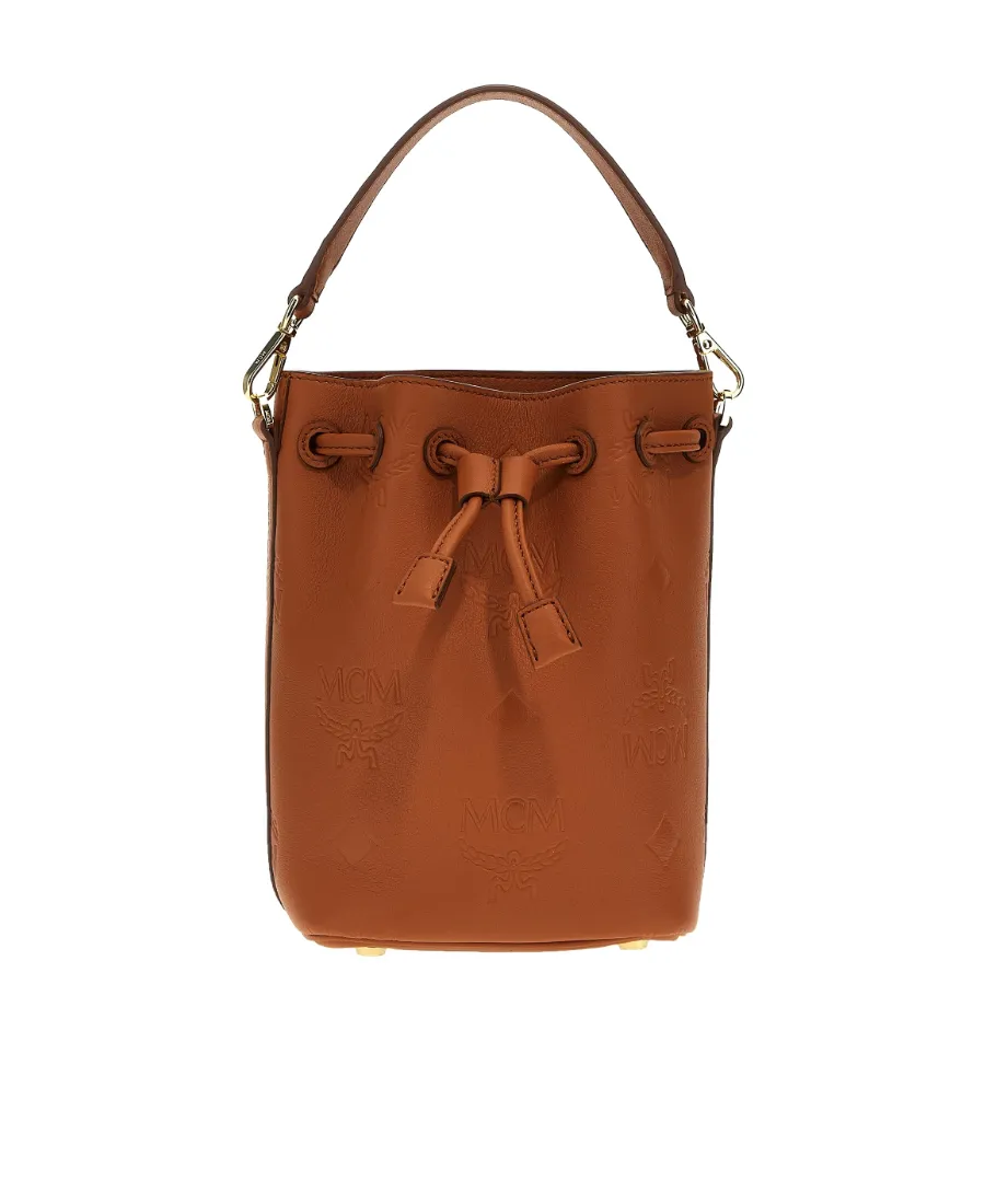 Mcm Dessau Monogram Drawstring Bucket Bag