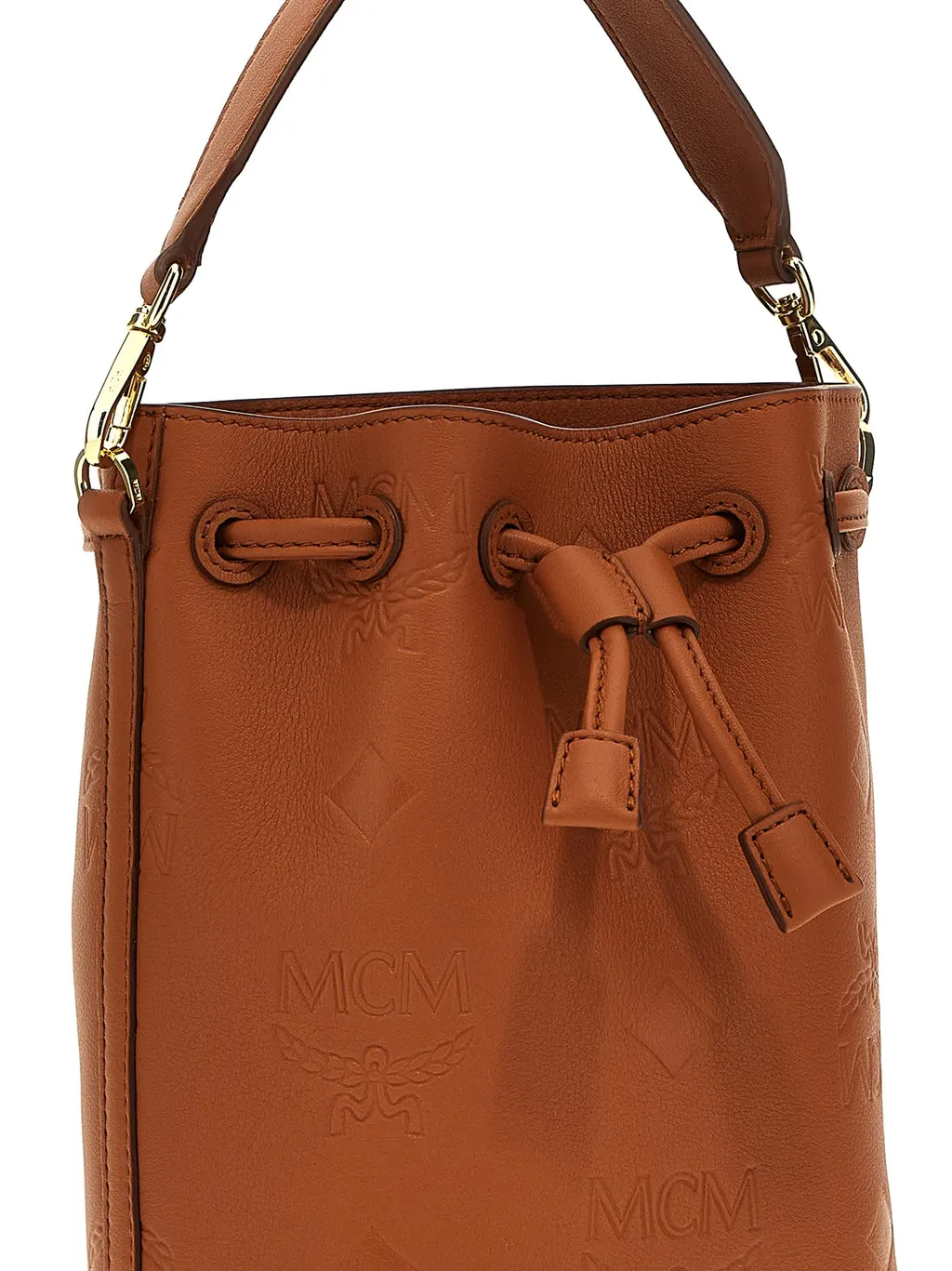 Mcm Dessau Monogram Drawstring Bucket Bag